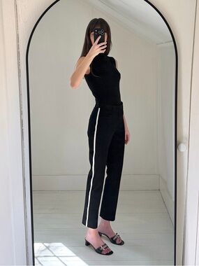 Banana Republic Sloan Side Stripe Straight Leg Trouser Pants Black Size 4 $90